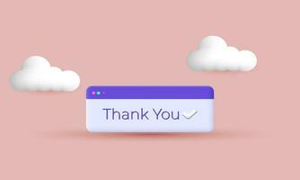 3d style thank you popup your icon trendy style symbols isolated on background vector