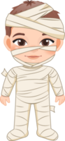 Halloween day with cute boy wear Mummy costume cartoon character png