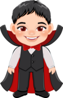 Halloween day with cute boy wear Dracula costume cartoon character png