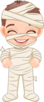 Halloween day with cute boy wear Mummy costume cartoon character png