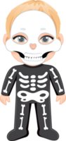 Halloween day with cute boy wear Skeleton Ghost costume cartoon character png