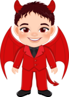 Halloween day with cute boy wear Devil costume cartoon character png
