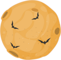 Halloween moon with bat Flat Icon Style png