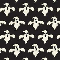 Halloween seamless pattern with ghost on black background vector