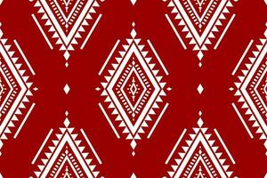 Fabric ethnic red pattern art. Geometric seamless pattern in tribal. American and Mexican style. vector