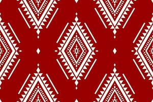 Fabric ethnic red pattern art. Geometric seamless pattern in tribal. American and Mexican style. vector