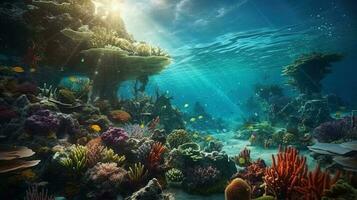 Underwater Scene With Coral Reef photo
