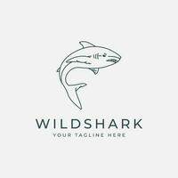 shark logo vector line art illustration template design