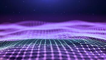 , Data technology abstract futuristic illustration. Low poly shape with connecting dots and lines on dark background. 3D rendering. Big data visualization. photo