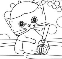 A Cute Kitten Coloring Page Adventure vector