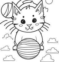 A Cute Kitten Coloring Page Adventure vector