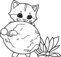A Cute Kitten Coloring Page Adventure vector