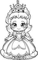 Princess Dreams Clean Coloring Book Page for Creativity, Fun-filled Coloring Book Picture, Strong Outlines for Coloring vector