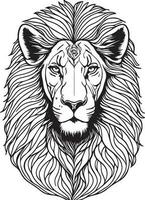 Lion Mandala Coloring Page for Adults vector