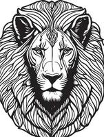 Lion Mandala Coloring Page for Adults vector