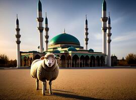 Woolly sheep on a farm ai generated photo