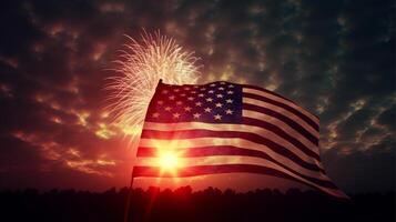 patriótico fiesta participación el bandera de Estados Unidos ai generado foto