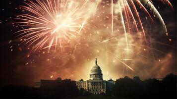 patriótico fiesta participación el bandera de Estados Unidos ai generado foto