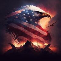 Eagle America Flag Ai Generatived photo