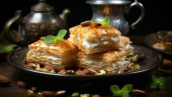 Baklava Close-up Traditional Middle Eastern Flavors photo