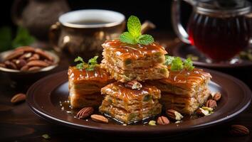 Baklava Close-up Traditional Middle Eastern Flavors photo