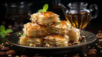 baklava de cerca tradicional medio oriental sabores foto