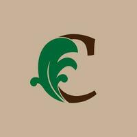 letter C square frames floral initial vector logo design for fashion and luxury lifestyle brand