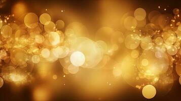 Gold glitters background. shimmering blur spot lights Bokeh Shiny gold light background texture. photo