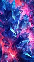 Neon ice crystals as abstract 3d geometry background illustration. Social media stories template. photo