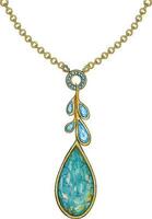 Jewelry design set with turquoise and blue topaz gold necklace. Hand drawing and painting make graphic vector. vector