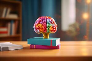 Knowledge and Creativity Colorful Brain on a book, photo