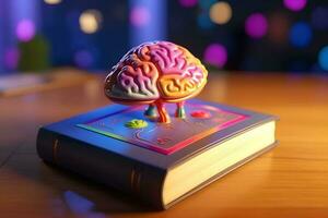 Colorful Brain Image Igniting Learning and Imagination, AI Generated photo