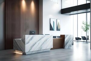 reception desk in a modern office interior, photo