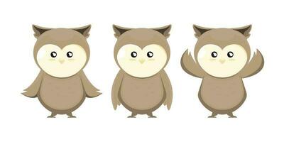 Cartoon doll owl for kids on isolated background, Vector illustration.