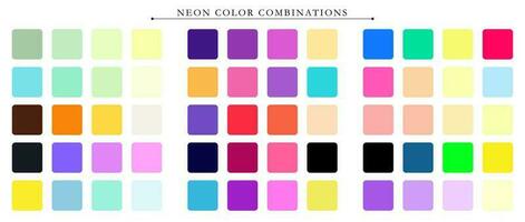 Neon palette. Trend color pallete guide template. An example of a color palette. Forecast of the future color trend. Match color combinations. Vector graphics. Eps 10.