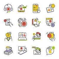 Pack of Online Learning Drawing Icons vector