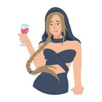 Trendy Enjoying Wine vector