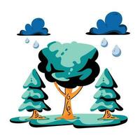 Trendy Forest Rainfall vector