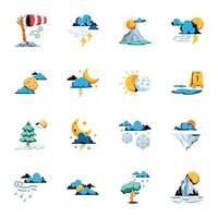 Pack of Weather Flat Icons vector