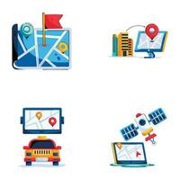 Collection of Navigation Services Flat Icons vector