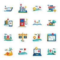 Set of Navigation Technology Flat Icons vector