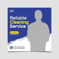 Cleaning service social media post vector template