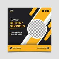 Express delivery service and fast delivery social media post vector template.