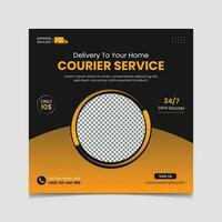 Courier service and home delivery service Social media post vector template.