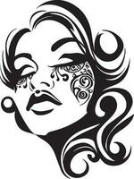 hermosa mujer cara tatuaje diseño vector ilustración