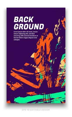 Abstract grunge background cover design with brush strokes concept. Design element for posters, magazines, book covers, brochure template, flyer, presentation.