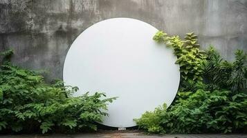 vacío blanco bandera con burlarse de arriba espacio blanco de letrero en plantas pared espacio para texto foto