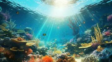 Underwater Scene With Coral Reef photo