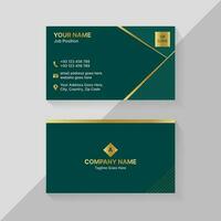 Green and Golden Luxury Creative Business Card Template Design with QR Code vector