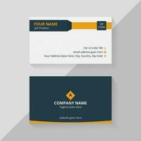 Black, White, and Yellow Creative Business Card Template Design with QR Code vector